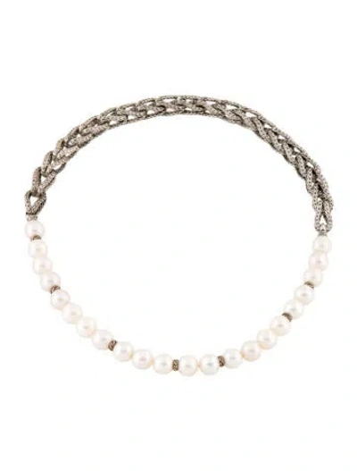 Pre-owned John Hardy Pearl Asli Chain Link Necklace, 18.25" In Multicolor