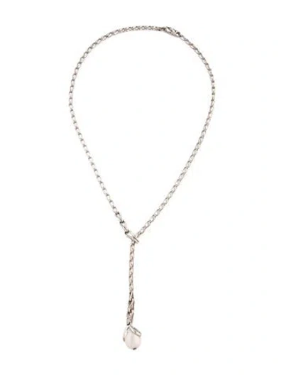 Pre-owned John Hardy Pearl Bamboo Y Lariat Necklace, 22.5" In Multi