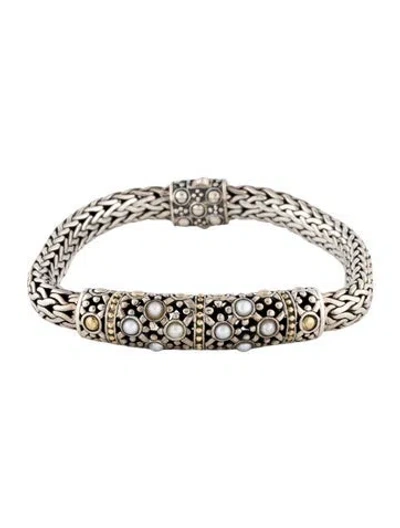 Pre-owned John Hardy Pearl Batu Kawung Bracelet, 7" In Multi