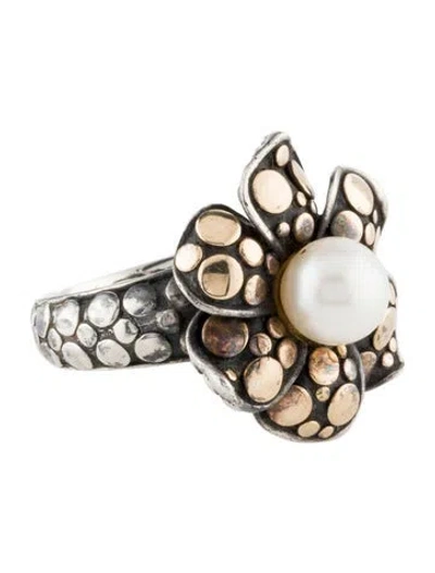 Pre-owned John Hardy Pearl Dot Ayu Frangipani Flower Ring In Multi