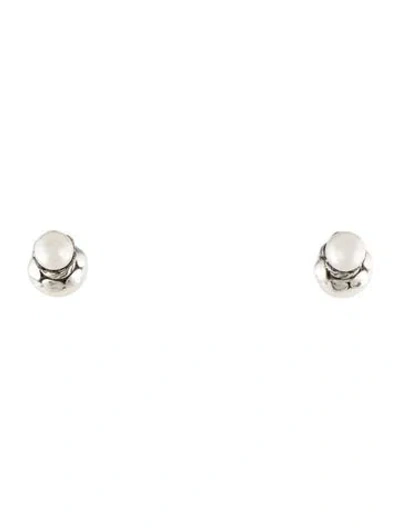 Pre-owned John Hardy Pearl Dot Stud Earrings In Multi