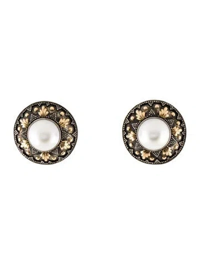 Pre-owned John Hardy Pearl Earclips In Multi