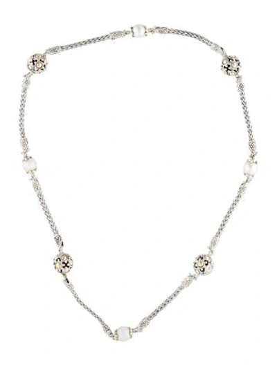 Pre-owned John Hardy Pearl Jaisalmer Station Necklace, 16" In Multicolor