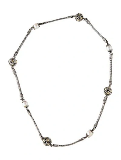 Pre-owned John Hardy Pearl Jaisalmer Station Necklace, 17" In Multicolor