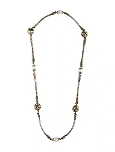 Pre-owned John Hardy Pearl Jaisalmer Station Necklace, 17.75" In Multi