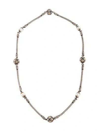 Pre-owned John Hardy Pearl Jaisalmer Station Necklace, 18.5" In Multicolor