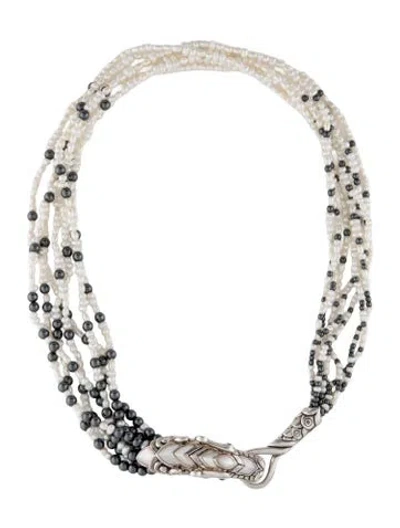 Pre-owned John Hardy Pearl, Mother Of Pearl & Multistone Legends Naga Collar Necklace, 18" In Multicolor