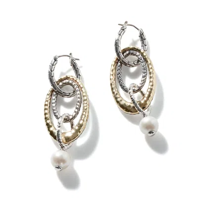 John Hardy Palu Pearl Drop Link Transformable Earring In White Fresh Water Pearl