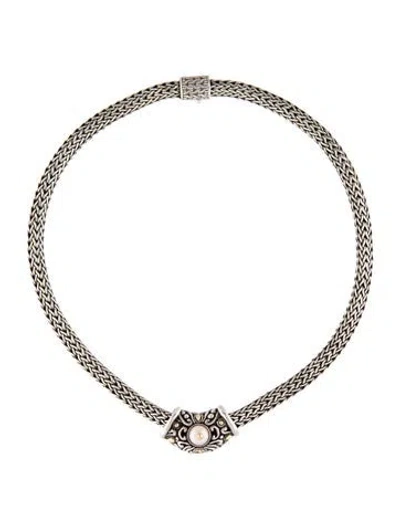 Pre-owned John Hardy Pearl Slider Collar Necklace, 15.5" In Multicolor