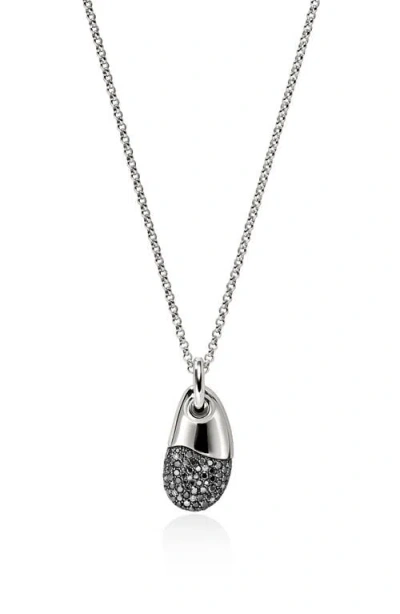 John Hardy Pebble Duo Necklace, Sterling Silver, Black Sand Diamond Pavé