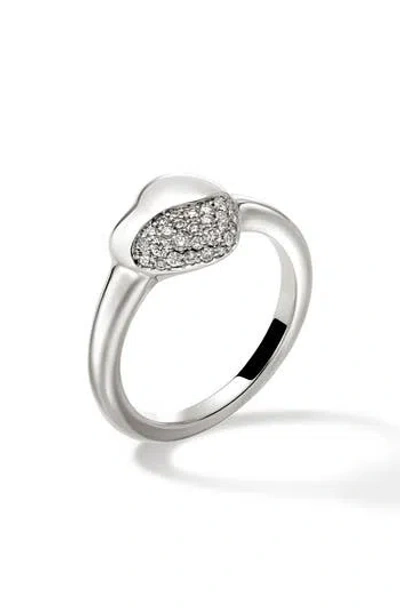 John Hardy Pebble Heart Diamond Ring In Gray