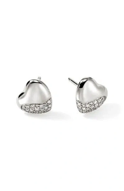 John Hardy Pebble Heart Diamond Stud Earrings In Orange