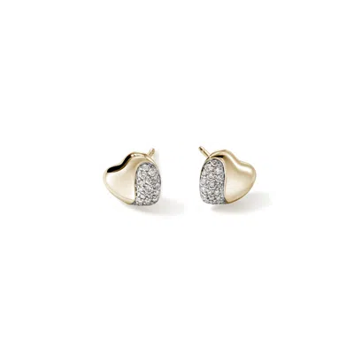 John Hardy Pebble Heart Stud Earring In Gold