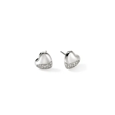 John Hardy Pebble Heart Stud Earring In Silver