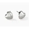 John Hardy Pebble Heart Stud Earring In Silver Tone