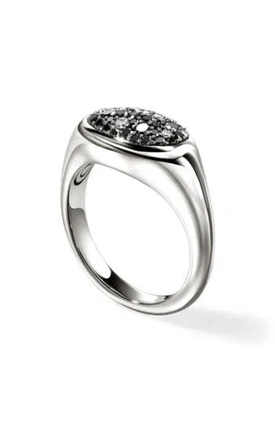 John Hardy Pebble Ring, Sterling Silver, Black Sand Diamond Pavé In Neutral