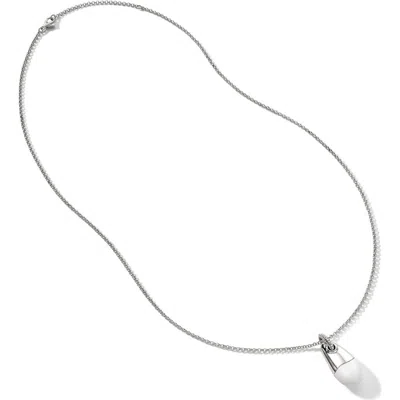 John Hardy Pebble Silver Diamond Pavé (0.04ct.) Pendant On 2mm Rolo Chain Necklace With Enamel