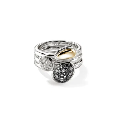 John Hardy Pebble Stacking Rings In Black