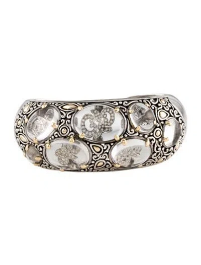 Pre-owned John Hardy Quartz & Diamond Lens Hinged Cuff, 6.5" In Multi