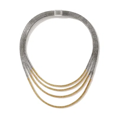 John Hardy Rata Chain Multi Row Necklace In Silver And Gold