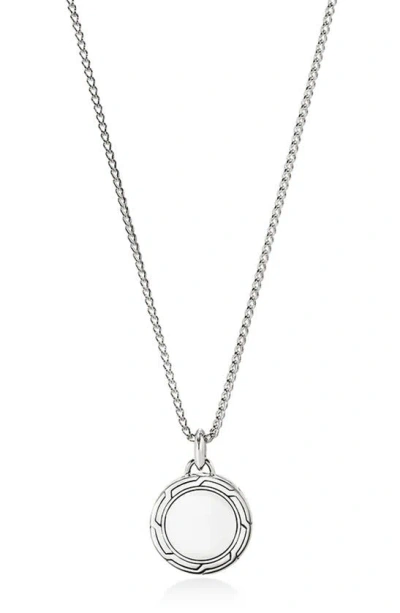 John Hardy Round Pendant Necklace In Silver