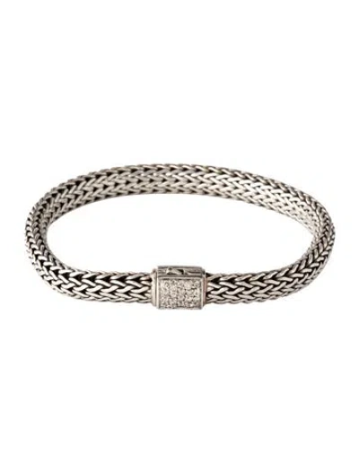 Pre-owned John Hardy Sapphire & Diamond Icon Bracelet, 6.75" In Multicolor