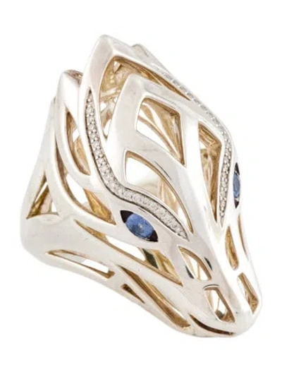 Pre-owned John Hardy Sapphire & Diamond Naga Ring In Multi