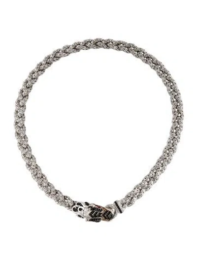 Pre-owned John Hardy Sapphire & Glass Filled Ruby Naga Dragon Necklace, 18.5" In Multicolor