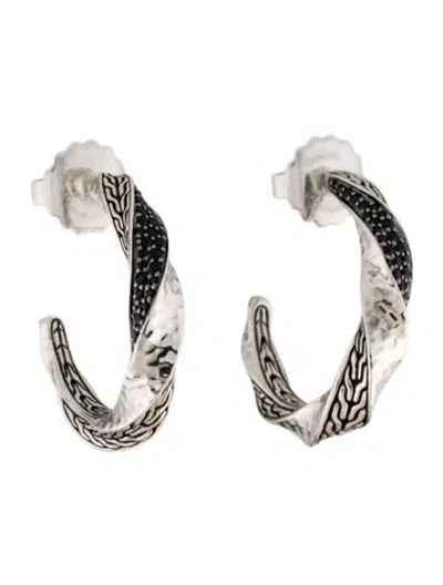 Pre-owned John Hardy Sapphire & Spinel Hoop Earrings In Multi