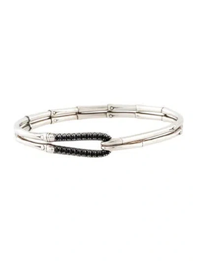 Pre-owned John Hardy Sapphire Bamboo Bangle Bracelet, 6.75" In Multicolor