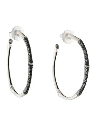 Pre-owned John Hardy Sapphire Bamboo Lava Hoop Earrings In Multicolor