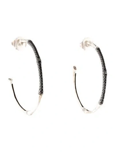 Pre-owned John Hardy Sapphire Bamboo Lava Hoop Earrings In Multicolor