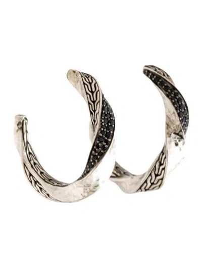 Pre-owned John Hardy Sapphire Classic Chain Twisted Hoop Earrings In Multicolor