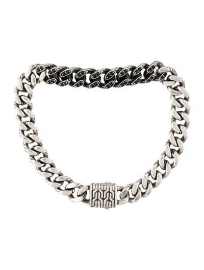 Pre-owned John Hardy Sapphire Curb Chain Link Bracelet, 6.25" In Multicolor