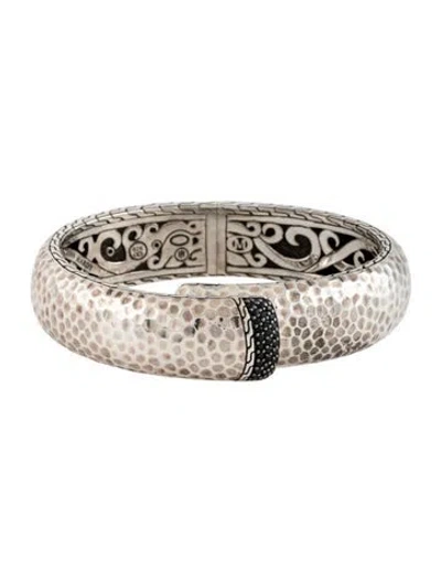 Pre-owned John Hardy Sapphire Hammered Hinged Cuff Bracelet In Multicolor