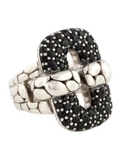 Pre-owned John Hardy Sapphire Kali Lava Rectangular Link Cocktail Ring In Multi