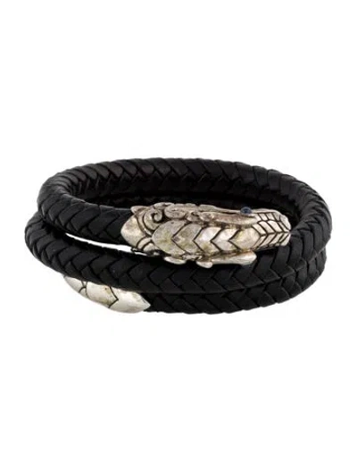 Pre-owned John Hardy Sapphire Legends Naga Coil Leather Bracelet, 8" In Multicolor