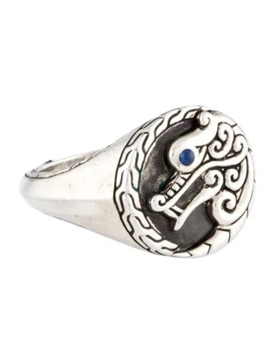 Pre-owned John Hardy Sapphire Legends Naga Signet Ring In Multi