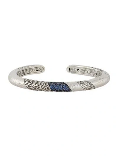 Pre-owned John Hardy Sapphire Twisted Pavé Kick Cuff Bracelet, 7.25" In Multicolor