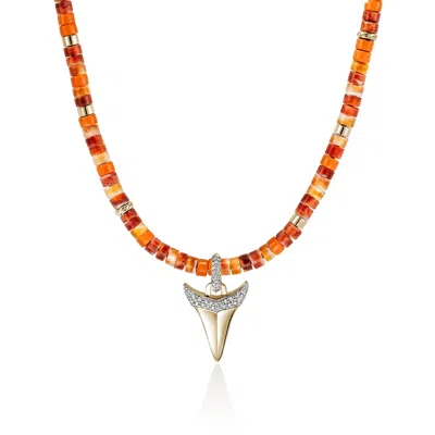 John Hardy Sharktooth Heishi Necklace In Gold