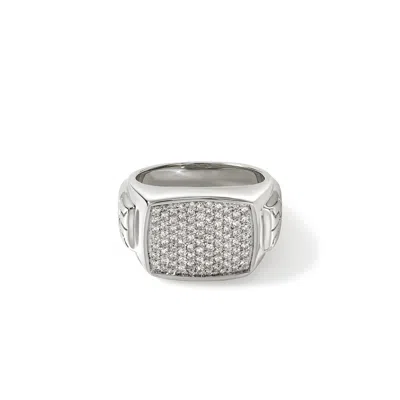 John Hardy Men's Silver Id Diamond Pave Cluster Ring In Sterling Silver