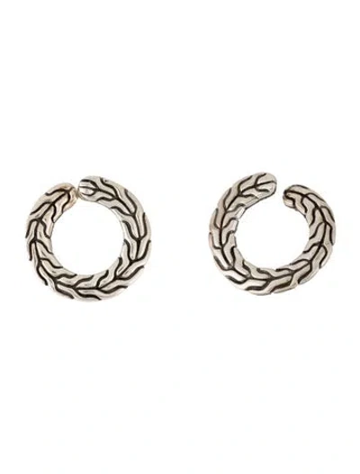 Pre-owned John Hardy Sil Round Carved Chain Earrings In Multicolor