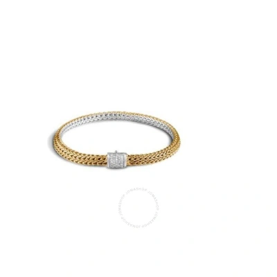 John Hardy Silver & Yellow Gold X-small Chain Reversible Diamond Bracelet Size Medium - Bzp96002rvdi