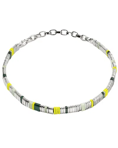John Hardy Silver Malachite, Treated Lemon Magnesite & Yellow Enamel  Colorblocked Necklace