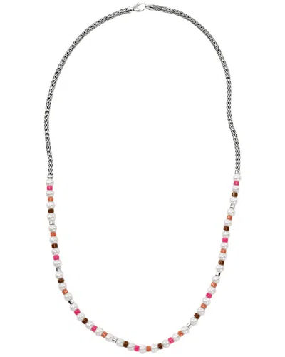 John Hardy Silver Red Jasper With Pink Enamel & Orange Enamel & 5.5-6mm Pearl  Colorblocked Necklace
