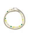 John Hardy Silver Treated Green Quartzite, Treated Lemon Magnesite With Yellow Enamel & 5.5-6mm Pear