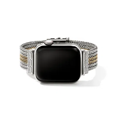 John Hardy Smartwatch Strap, Silver, Gold, Diamonds, 18mm In Multi