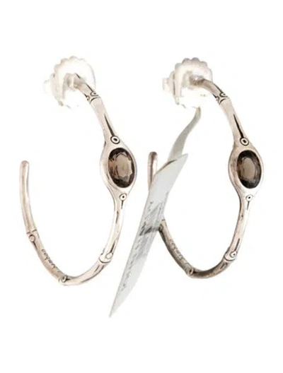 Pre-owned John Hardy Smoky Quartz Bamboo Hoop Earrings In Multicolor