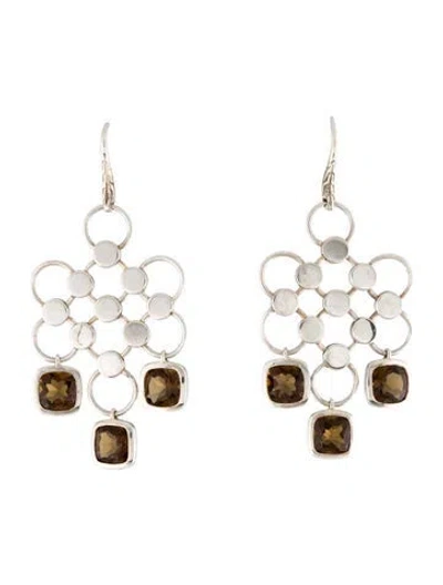 Pre-owned John Hardy Smoky Quartz Batu Dot Chandelier Earrings In Multi