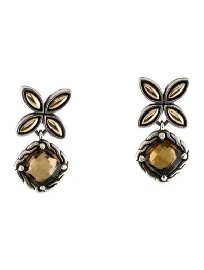Pre-owned John Hardy Smoky Quartz Batu Kawung Drop Earrings In Multi